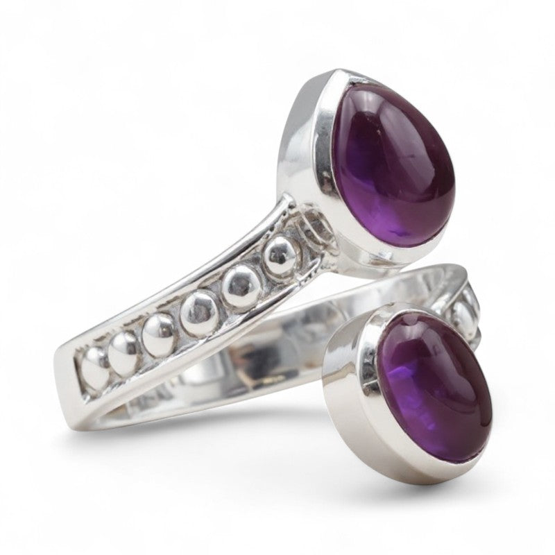 Bague réglable Améthyste Brésil AA & argent 925