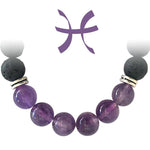 Bracelet "Zodiac" Poisson - Pierre de lave - Améthyste (boules 8mm)