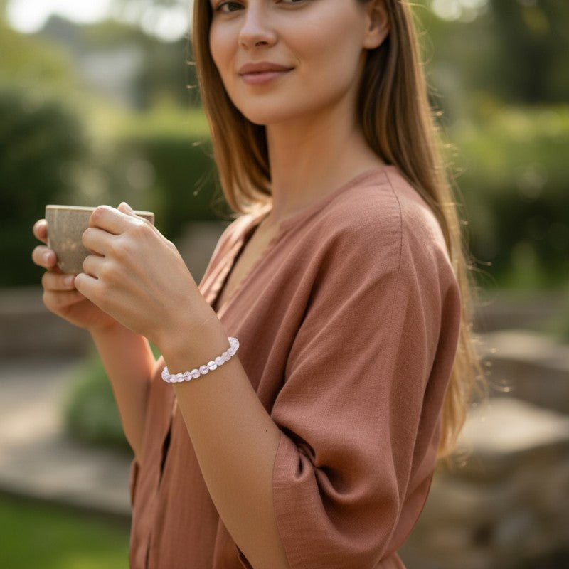 Bracelet améthyste claire Brésil AA (boules 5-6mm)