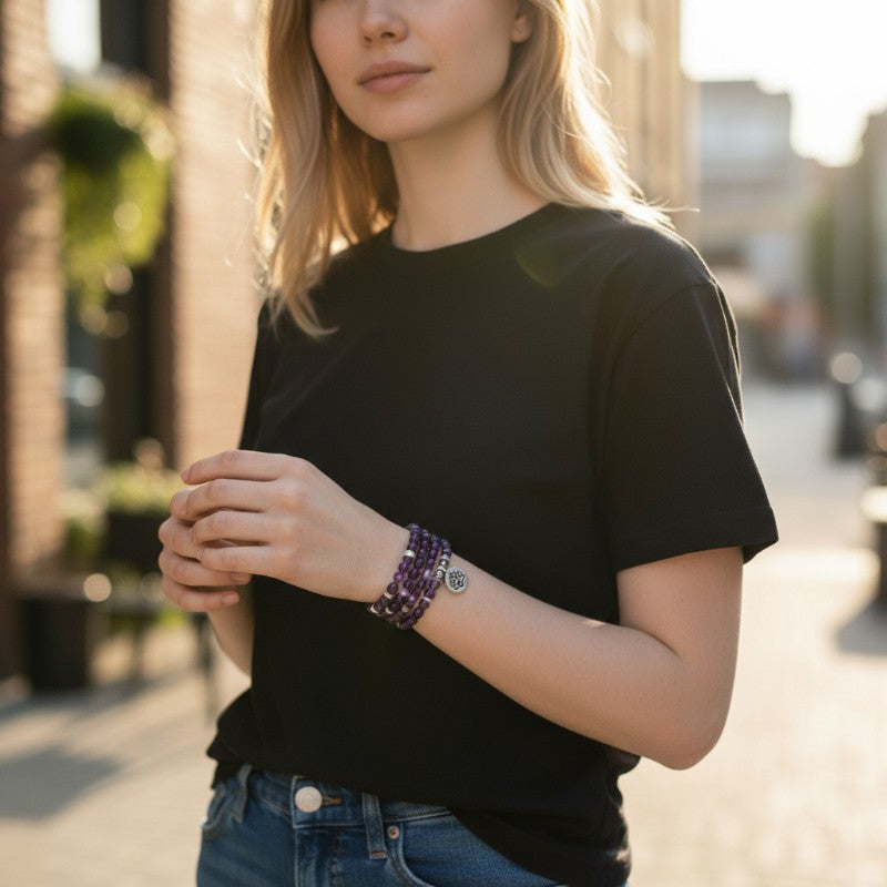 Bracelet/collier améthyste boules 6mm (perles d'éternité)