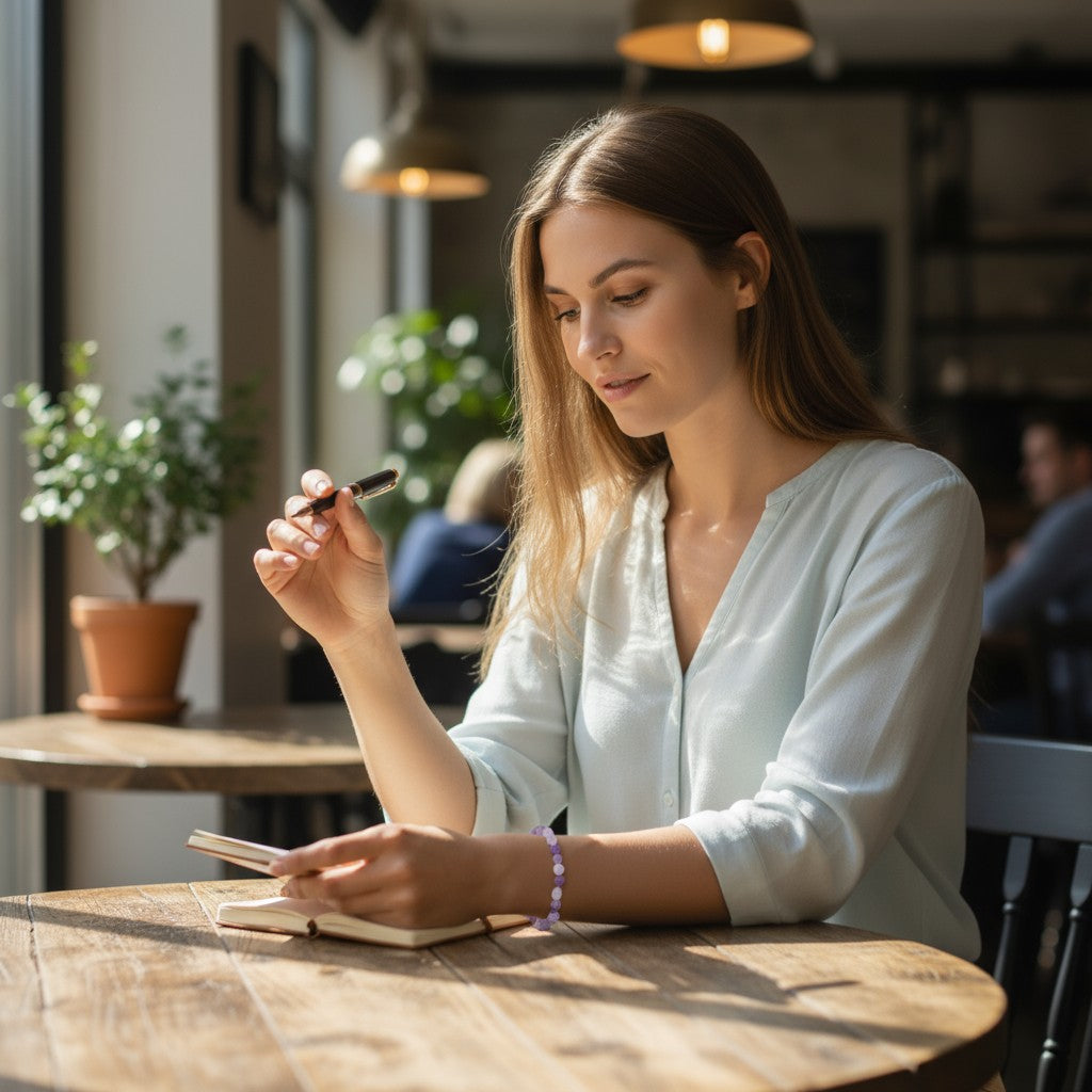 Bracelet améthyste lavande Brésil A (grains 5-7mm)