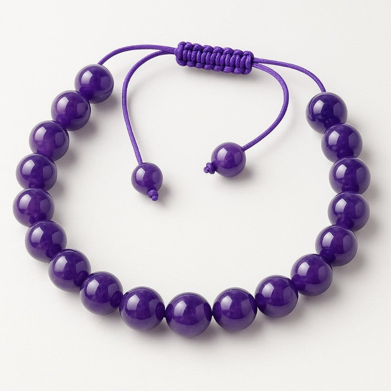 Bracelet réglable coulissant améthyste Brésil A boules 8mm