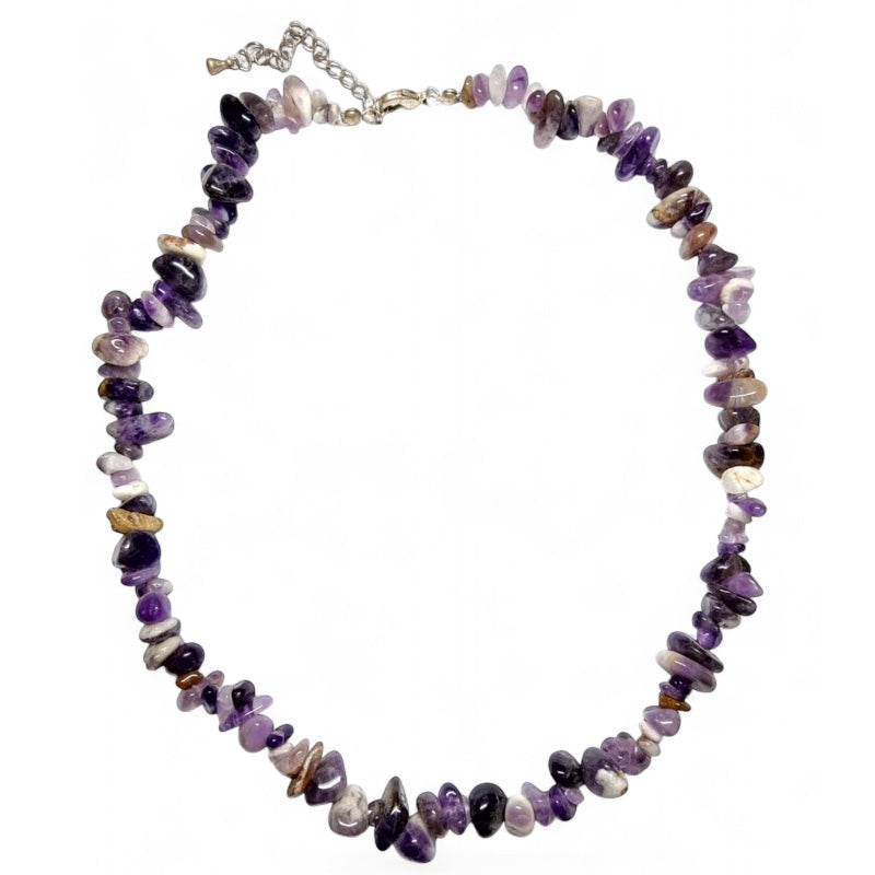 Collier améthyste rubanée France A, perles baroques