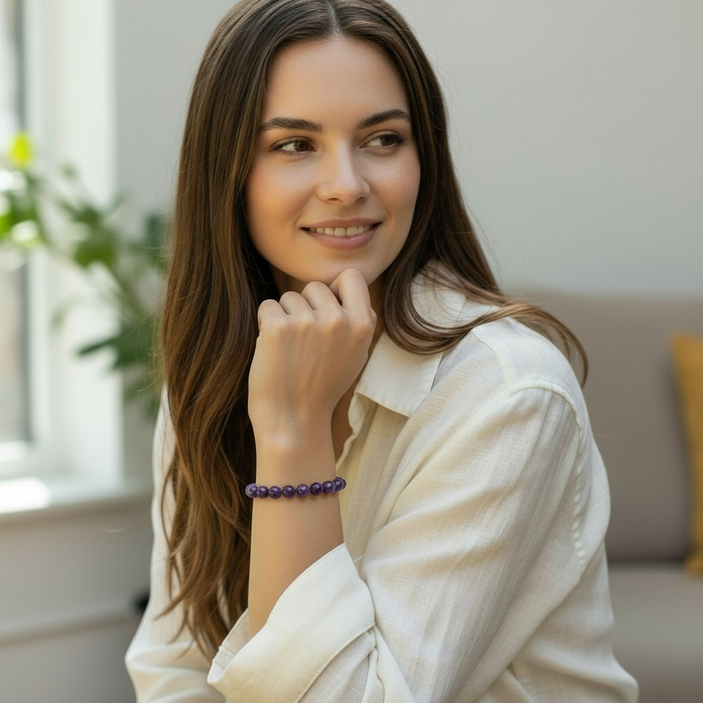 Bracelet améthyste Brésil A (boules 10mm)
