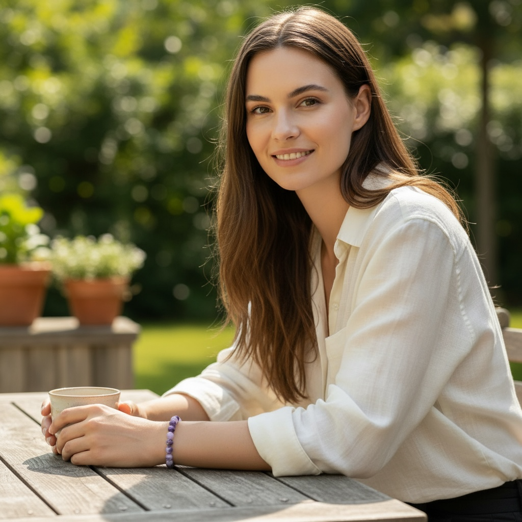 Bracelet améthyste rubanée Brésil AA (boules 5-6mm)