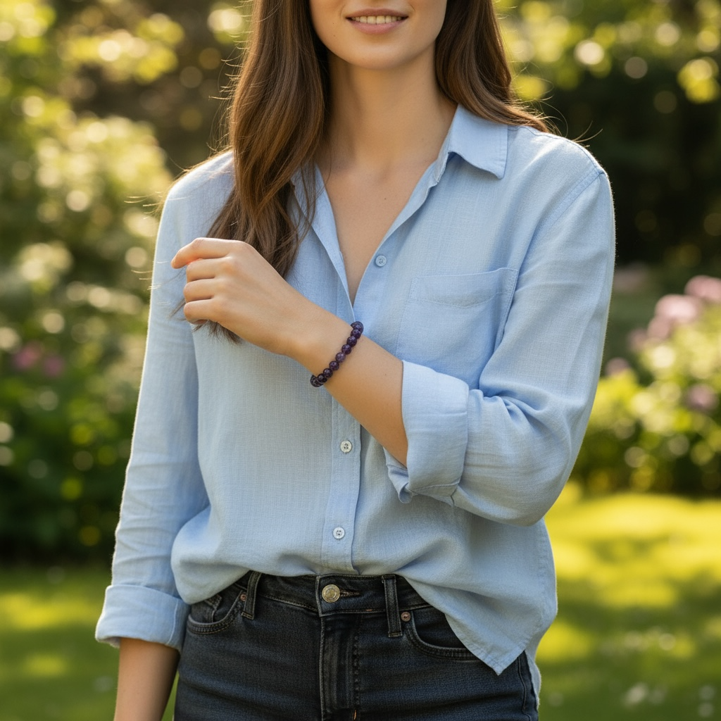 Bracelet améthyste Zambie AB (boules 7-8mm)