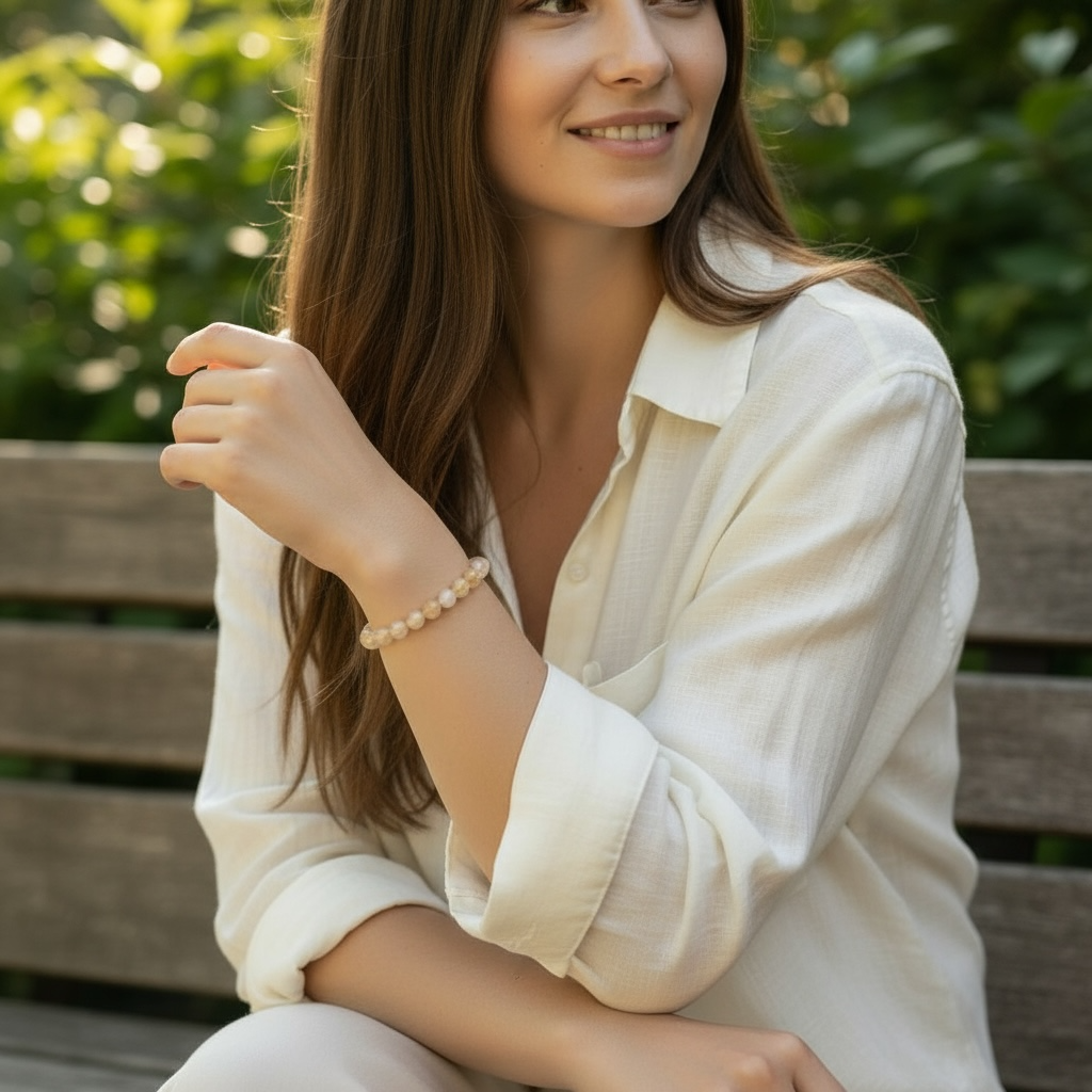 Bracelet citrine chauffée (améthyste chauffée) Brésil A (boules 7-8mm)