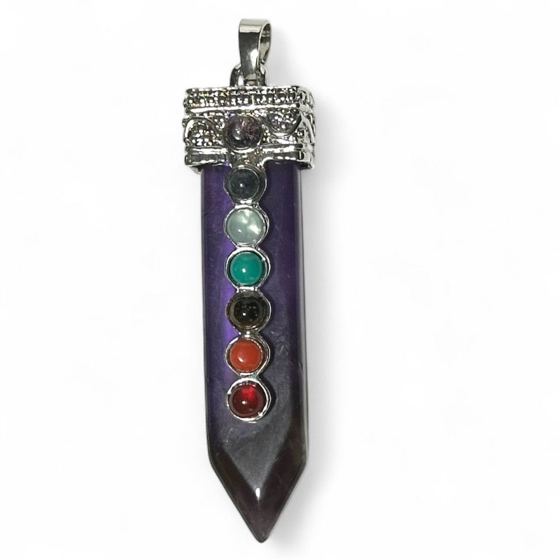Pendentif 7 chakras améthyste Brésil A