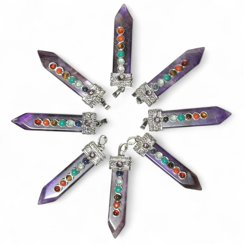 Pendentif 7 chakras améthyste Brésil A