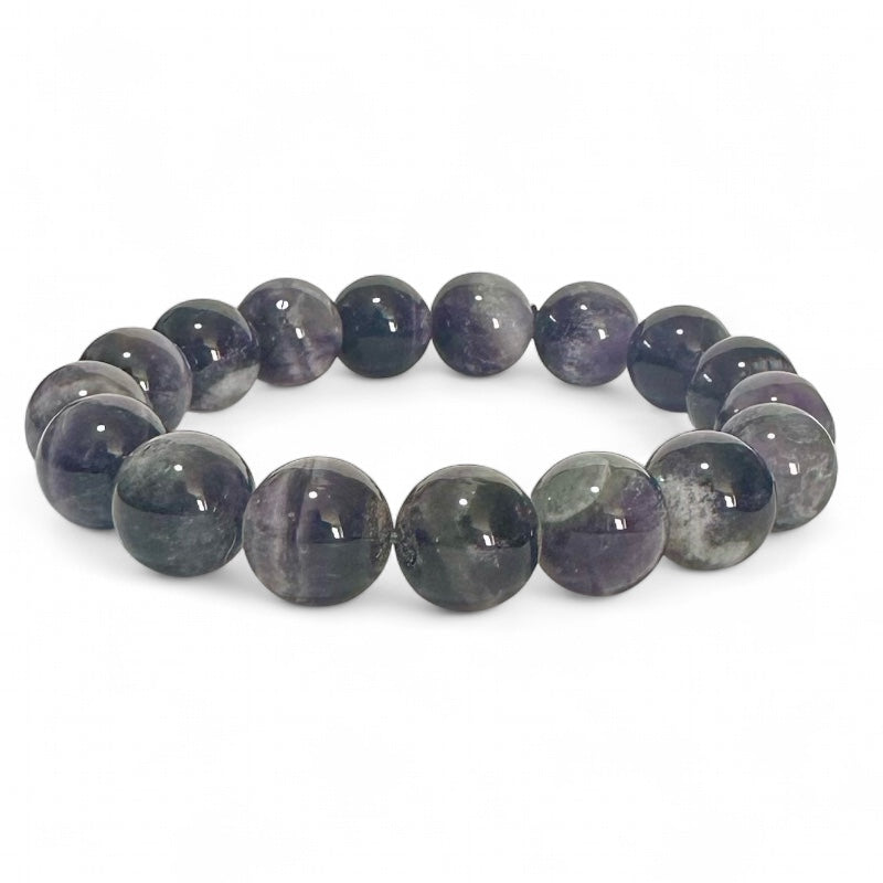 Bracelet améthyste rubanée Brésil A (boules 12mm)