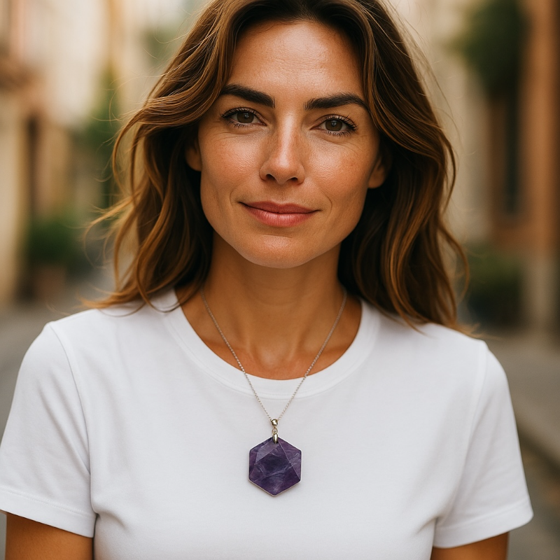 Pendentif améthyste Brésil A (sceau de salomon)