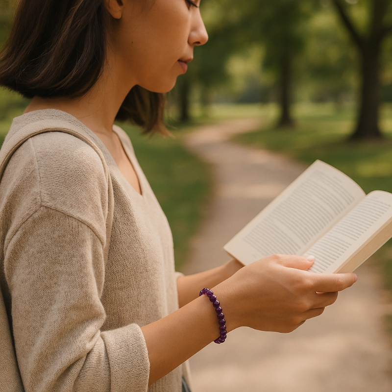 Bracelet améthyste Brésil AA (boules 5-6mm)