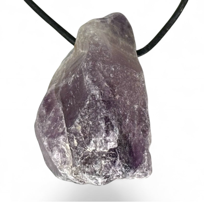 Pendentif améthyste Brésil A (pierre brute) + cordon