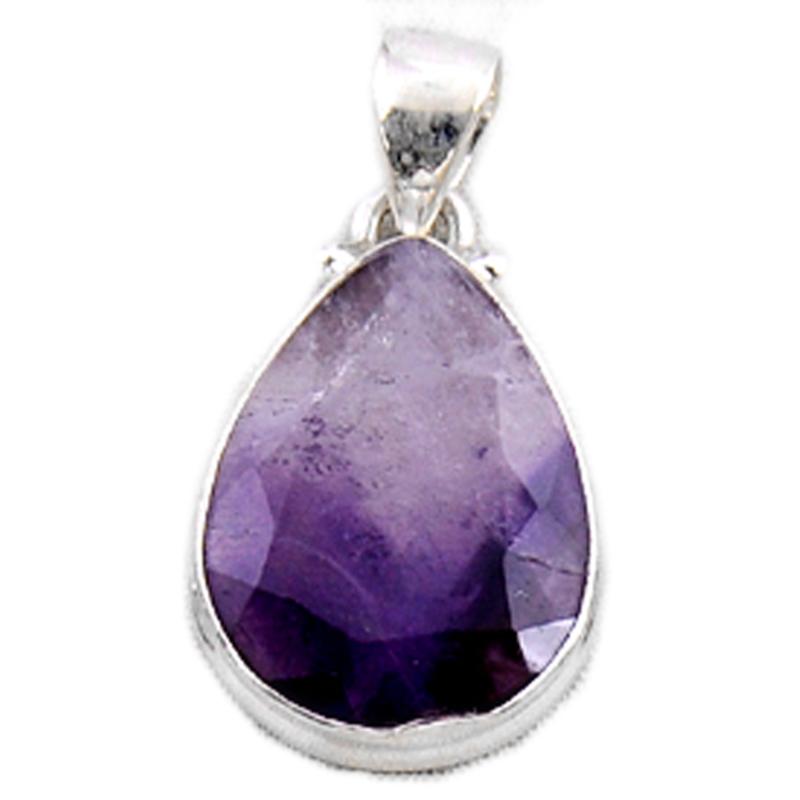 Pendentif améthyste rubanée Brésil AA argent 925