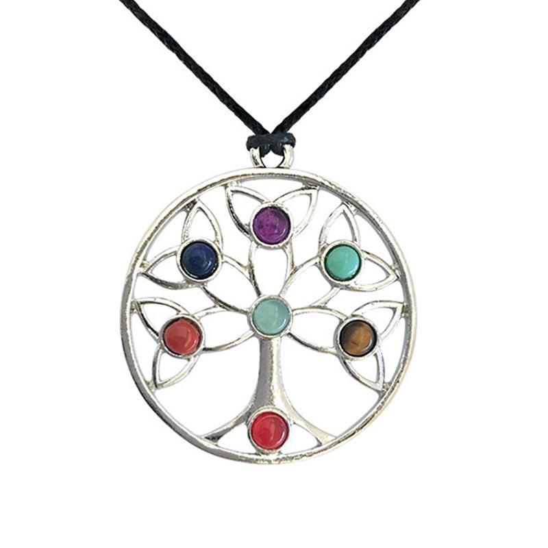 Pendentif 7 chakras "arbre de vie" + cordon