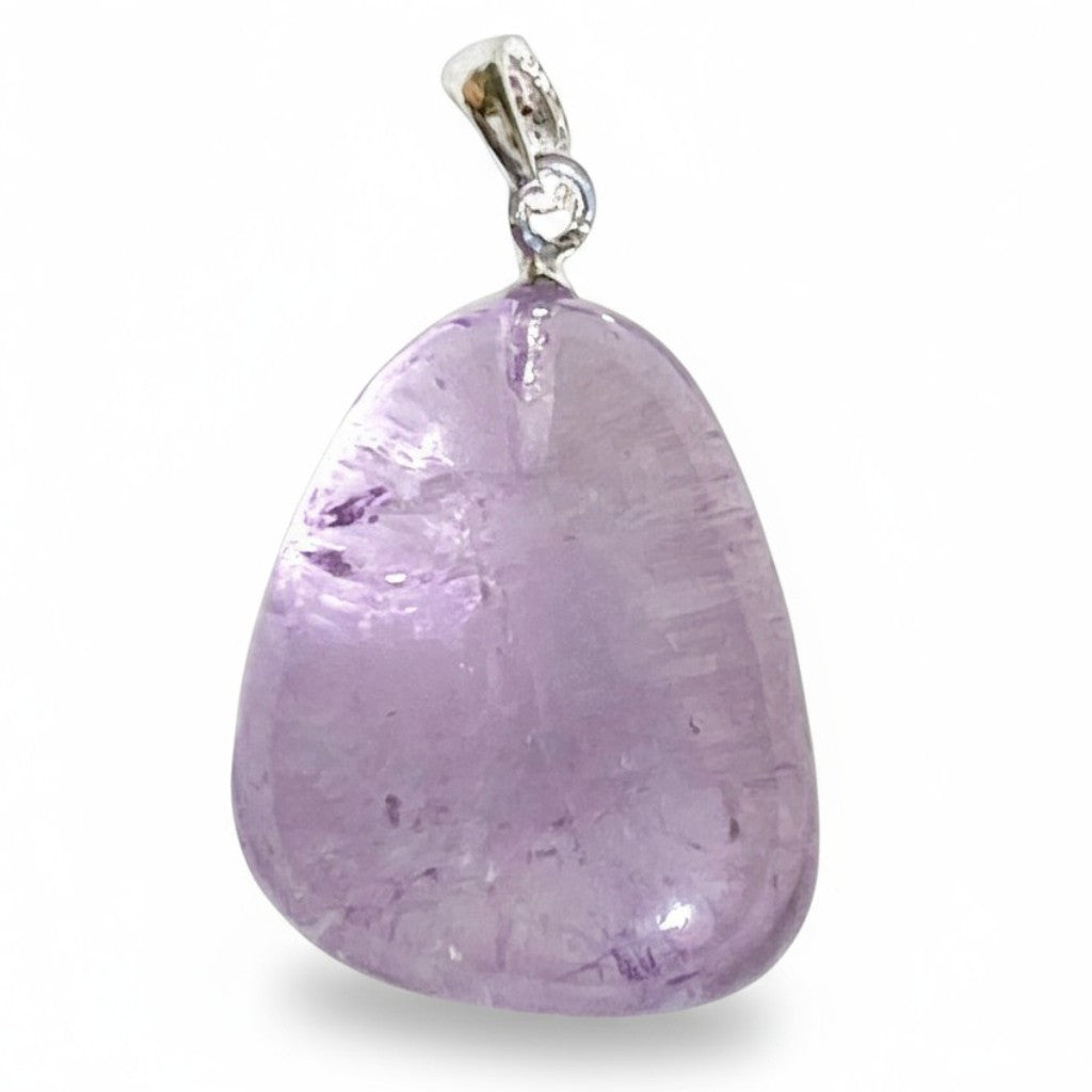 Pendentif améthyste Brésil AA pierre roulée boucle argent 925